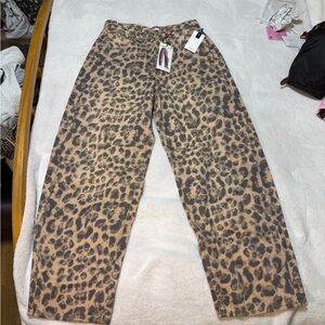 Leopard Print Flare & Wide Leg Jeans